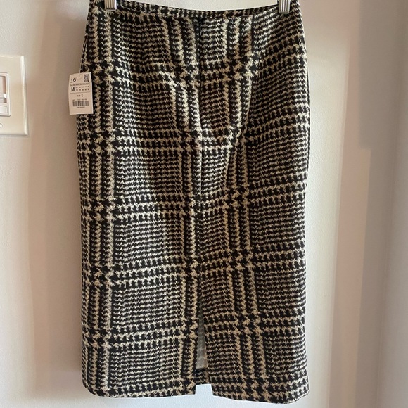 NWT Zara Black & White Houndstooth Pencil Skirt - Picture 3 of 6